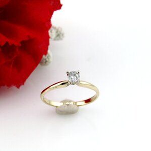 Natural Round Diamond Engagement Ring 10k Yellow Gold Sz 6 Genuine Real